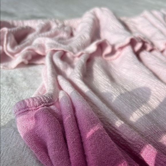 Free People Pink Ombré Ruffled Ruched Blouse Crop Top - Picture 4 of 13